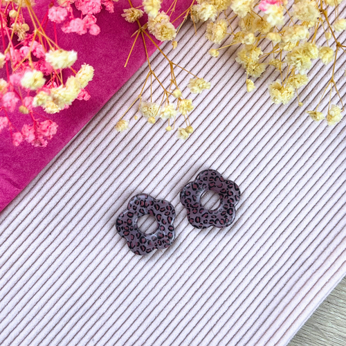 Boucle d'oreille fleur, pour créole en acier inoxydable pour femme et enfant pampilles interchangeables léopard graouu