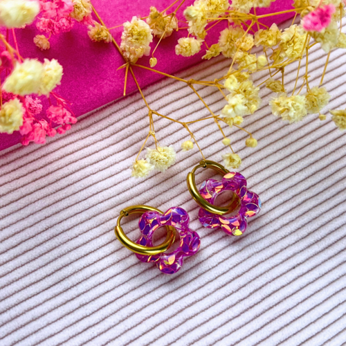 Boucle d'oreille fleur pampille , pour créole en acier inoxydable pour femme et enfant pampilles interchangeables
