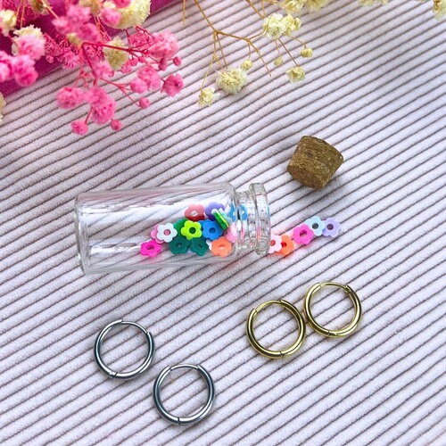 Coffret boucle d'oreille fleur pampille , créole en acier inoxydable pour femme et enfant pampilles interchangeables