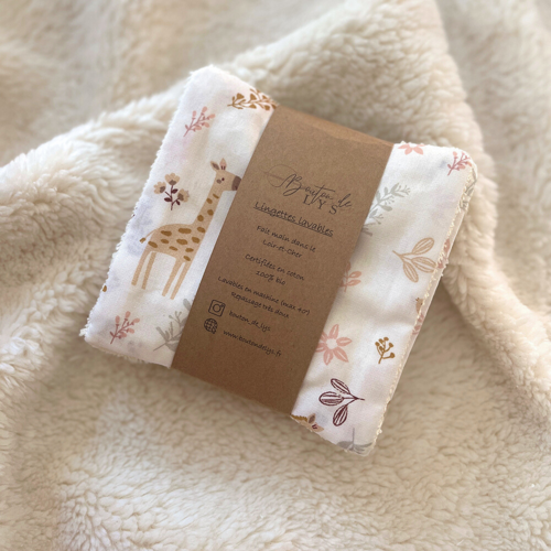 Lingettes lavables en coton bio par 6 (sur-mesure)