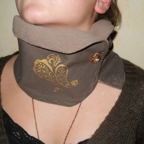 Col/snood "bijou" lin marron