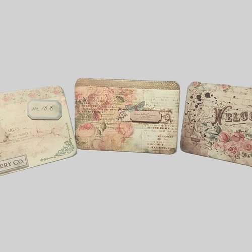Lot 3 petites cartes fleuries 3d