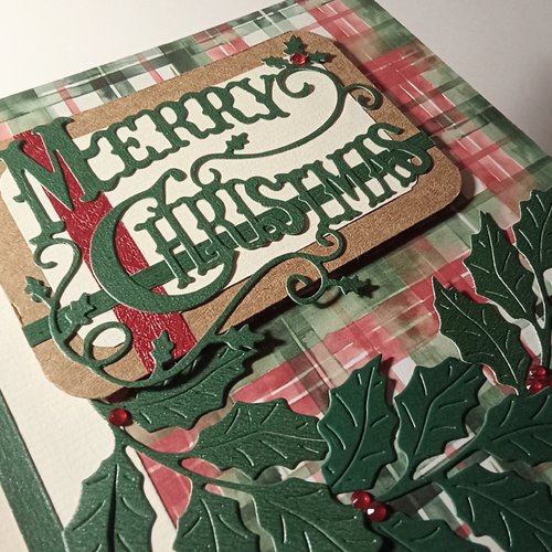 Carte de noël traditionnelle 3d, branche de houx