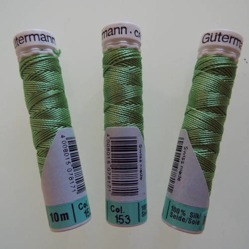 Fil à coudre -  cordonnet de soie gutermann - col 153 - vert - 