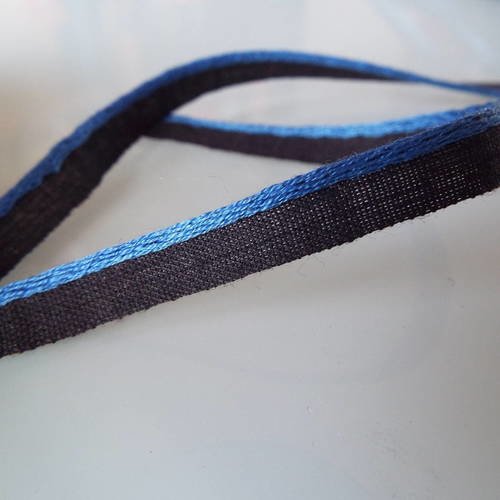 Ruban, passepoil, galon - couleur noir et bleu - 7mm - déco / habillement / customisation 