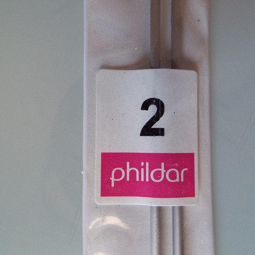 Aiguille à tricoter - métal - marque phildar - 2 mm / 30 cm - accessoire tricot