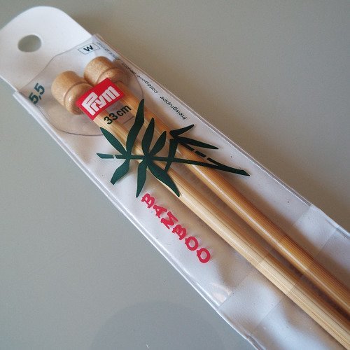 Aiguille à tricoter - bambou - marque prym - 5.5 mm / 33 cm - accessoire tricot