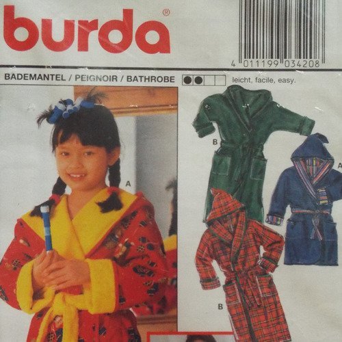 Patron Burda Enfant Occasion N 34 Peignoir Taille 6 Ans A 14 Ans Un Grand Marche
