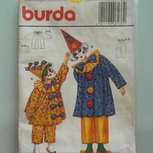 Patron burda déguisement enfant - occasion - n°6138 - clown - taille 6 à 16 ans