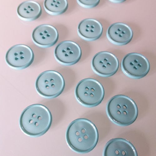 Lot de 12 boutons - bleu turquoise  clair - diamètre  2cm - customisation