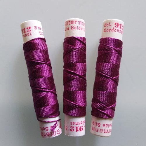 Fil à coudre - cordonnet de soie gutermann - col 912 - aubergine  clair 