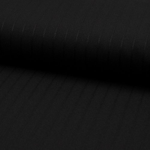 Tissu habillement - 100 % polyester - noir motif rayures - largeur 1m40