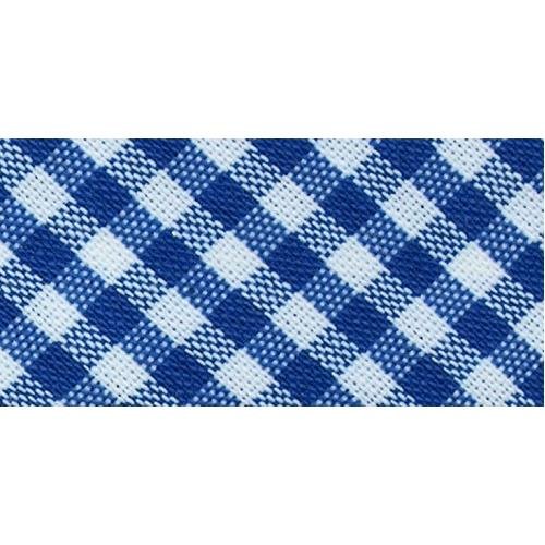 Biais vichy - 50% coton 50% polyester - 2 cm de large - bleu et blanc - vendu au mètre