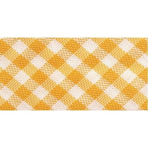 Biais vichy - 50% coton 50% polyester - 2 cm de large - jaune et blanc - vendu au mètre