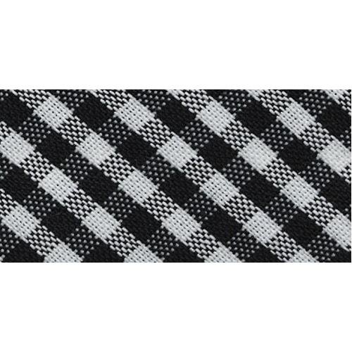 Biais vichy - 50% coton 50% polyester - 2 cm de large - noir et blanc - vendu au mètre