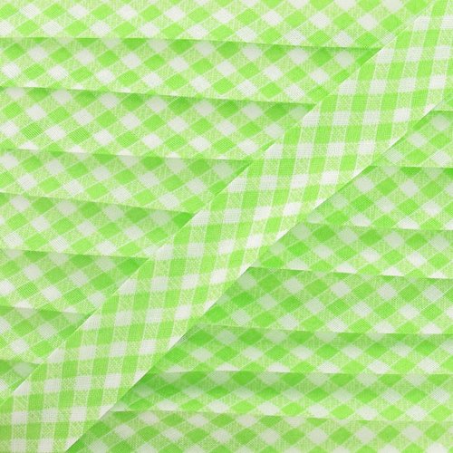 Biais vichy - 50% coton 50% polyester - 2 cm de large - vert et blanc - vendu au mètre