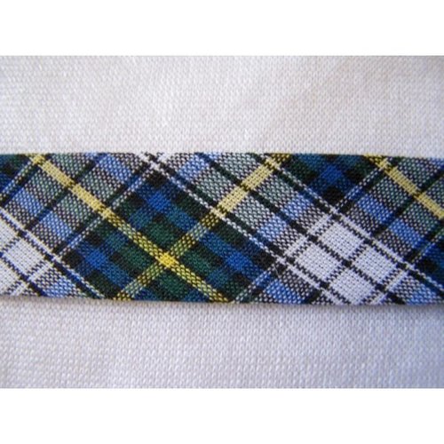 Biais écossais - 100% coton - 2 cm de large - jaune / vert / bleu - vendu au mètre