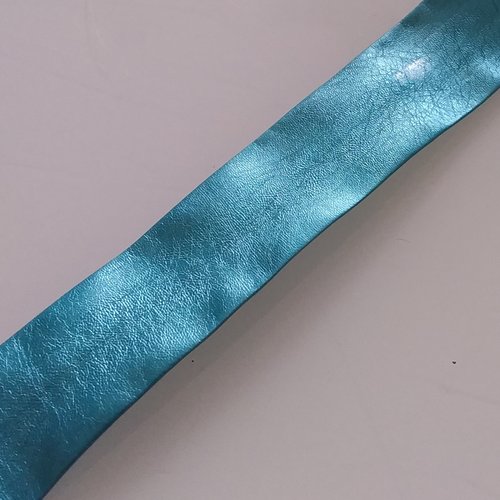 Biais simili cuir très souple- 100% polyester - bleu lagon - vendu au mètre 