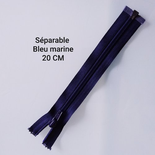 Fermeture éclair - séparable - 20 cm - bleu marine