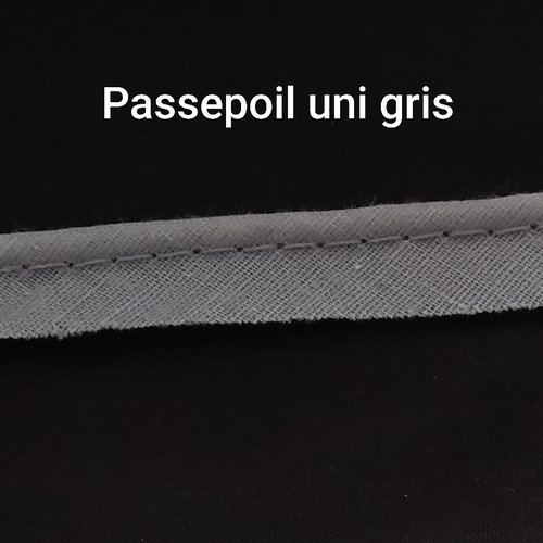 Passepoil uni gris - 100 % coton - vendu au mètre - customisation  - habillement