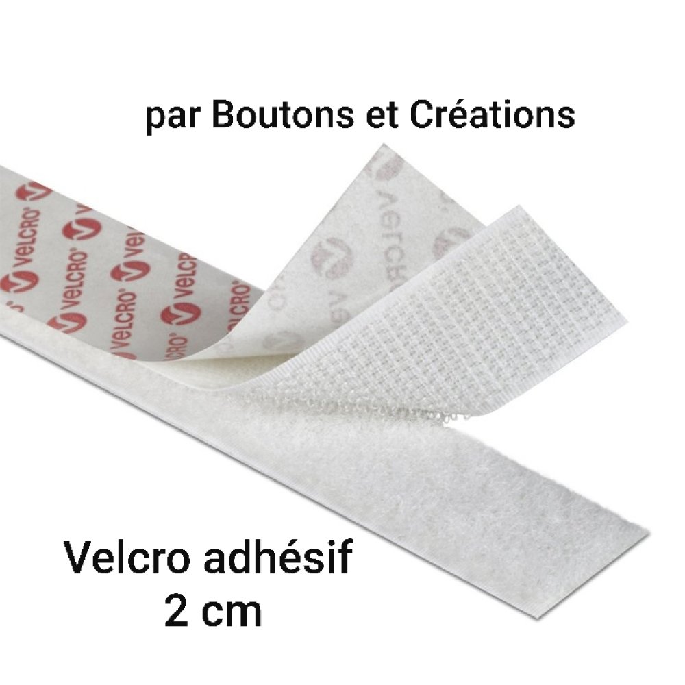 Velcro adhésif ou ruban auto-agrippant - adhésif - 2 cm de large - vendu à  la paire (mâle et femelle) vendu au mètre - Un grand marché
