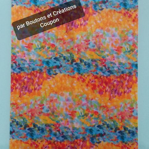 Coupon tissu dralon - multicolore - dimension 44 cm x 55 cm - sacs / coussins  / pochettes.