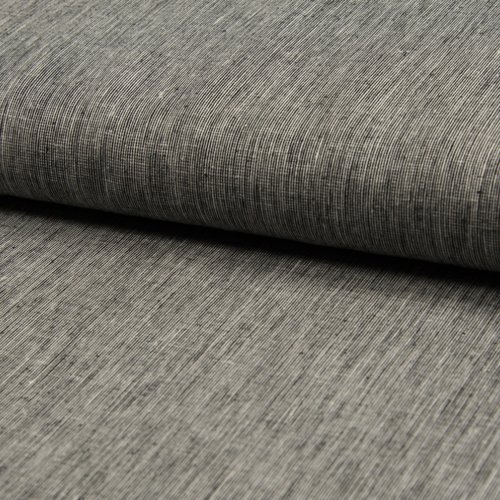 Tissu 55% lin 45% coton - gris chiné foncé - largeur 1m 40 - vendu au mètre