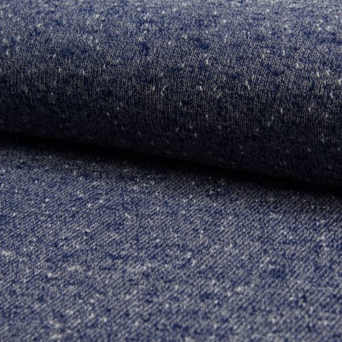 Coupon 1m60 - tissu jersey maille - 25 % viscose 75 % polyester -blanc et bleu (bleu denim clair) - largeur 1m40