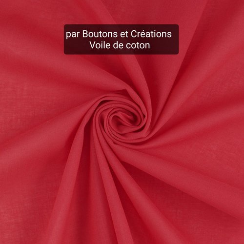 Voile de coton - rouge uni - largeur 1m45 - vendu au mètre
