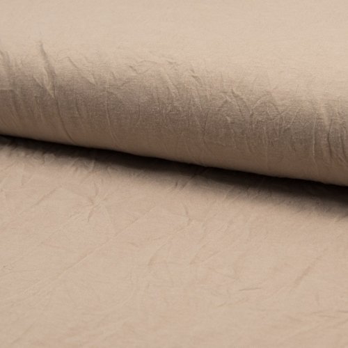 Tissu jersey -  65% polyester 35 % coton - jersey aspect froisé beige - largeur 1m40