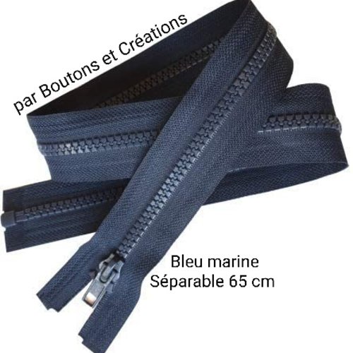 Fermeture Eclair Séparable Mailles Moulées Bleu Marine 65cm