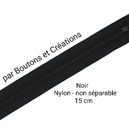 Fermeture éclair - non séparable nylon  - 15 cm - noir