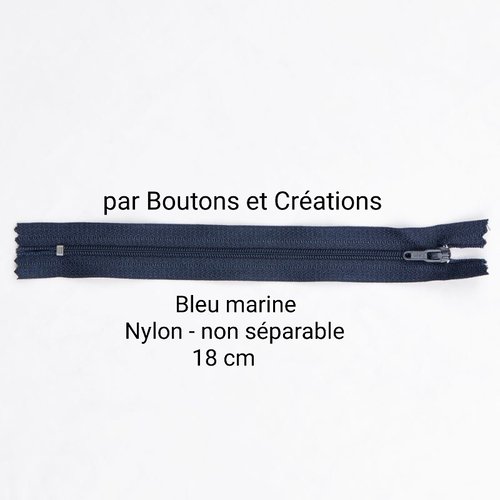 Fermeture éclair - non séparable nylon  - 18cm - bleu marine