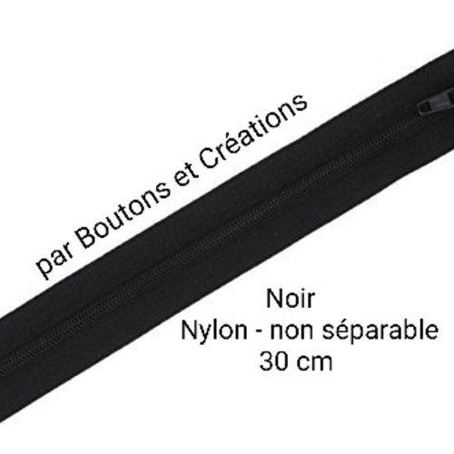 Fermeture éclair - non séparable nylon  - 30 cm - noir