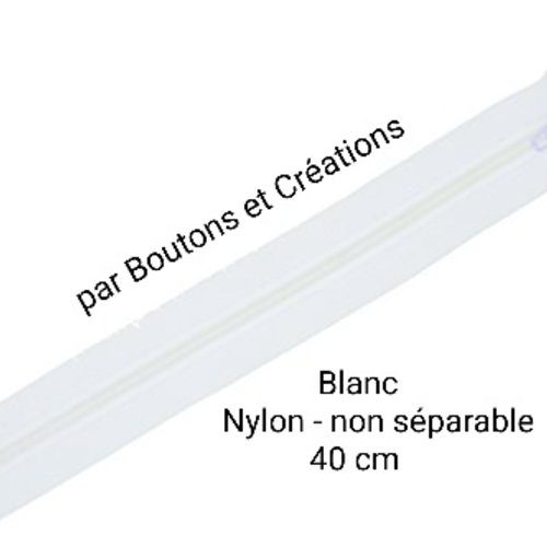 Fermeture éclair - non séparable nylon  - 40 cm - blanc