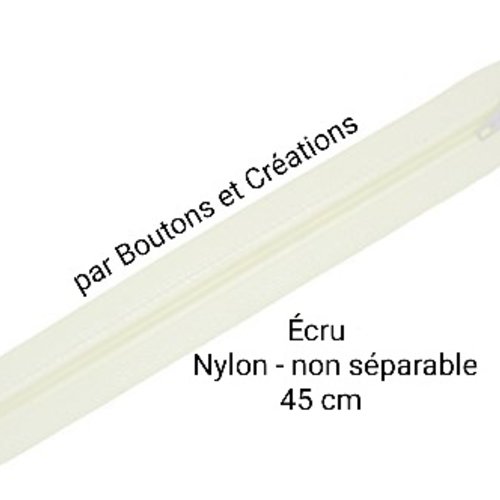 Fermeture éclair - non séparable nylon  - 45 cm - écru