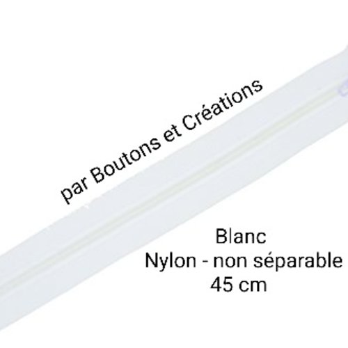 Fermeture éclair - non séparable nylon  - 45 cm - blanc