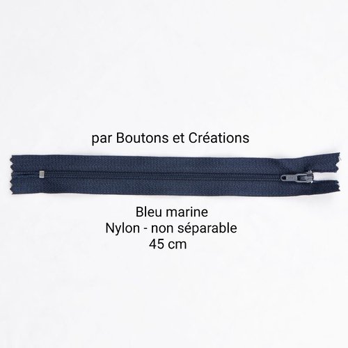 Fermeture éclair - non séparable nylon  - 45 cm - bleu marine