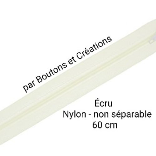 Fermeture éclair - non séparable nylon  - 60 cm - écru