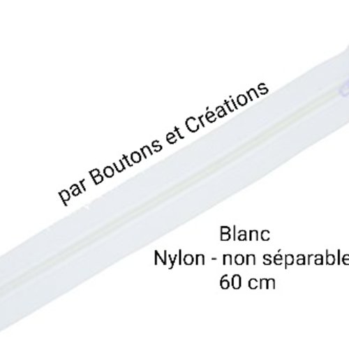 Fermeture éclair - non séparable nylon  - 60 cm - blanc