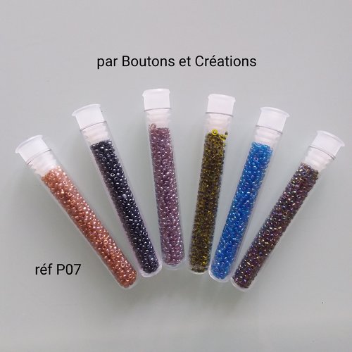 Lot 6 tubes de perles - coloris divers  - bijoux / customisation - réf p 07 -