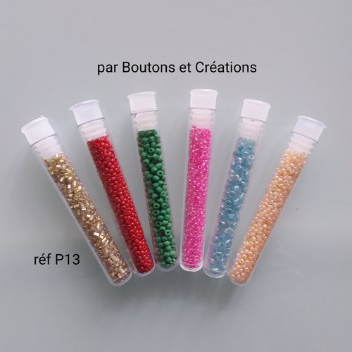 Lot 6 tubes de perles - coloris divers  - bijoux / customisation - réf p 13 -