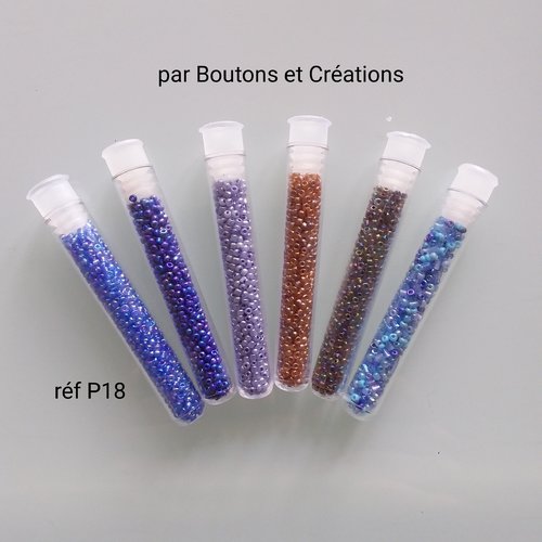 Lot 6 tubes de perles - coloris divers  - bijoux / customisation - réf p 18 -