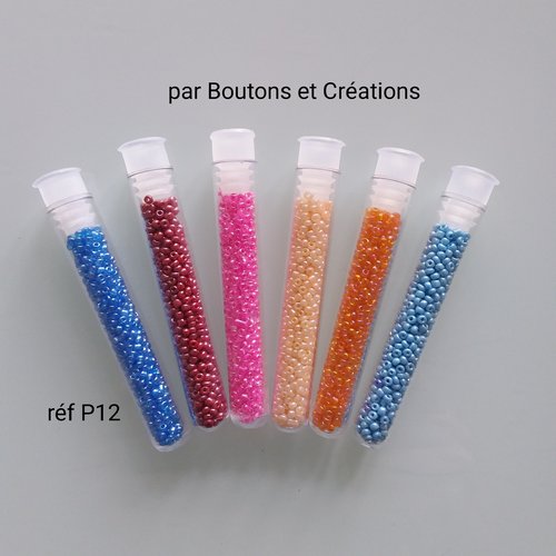Lot 6 tubes de perles - coloris divers  - bijoux / customisation - réf p 12 -