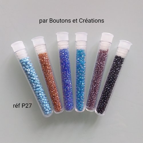Lot 6 tubes de perles - coloris divers  - bijoux / customisation - réf p 27 -