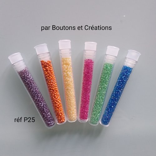 Lot 6 tubes de perles - coloris divers  - bijoux / customisation - réf p 25