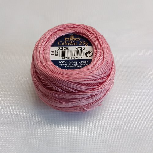 Fil à crocheter - cebelia dmc n°20 - coloris 3326 - pelote de 25 gr