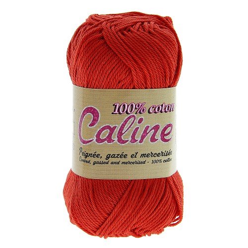Pelote de coton - a tricoter ou à crocheter - 100% coton - rouge n°113