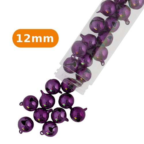 Lot de 6 grelots -  12 mm - violet - customisation - créations -