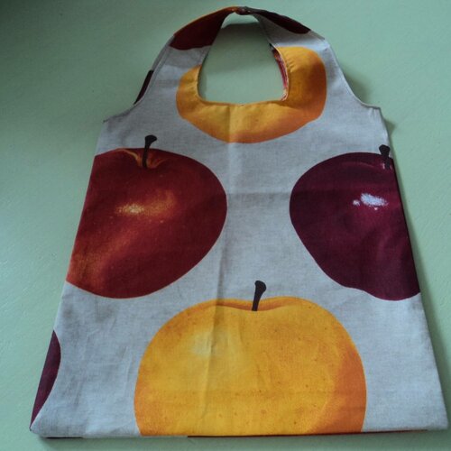 Tote-bag original en pur coton à motifs pommes